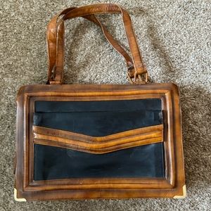 Vintage Lou Taylor Leather Purse with built-in makeup mirror